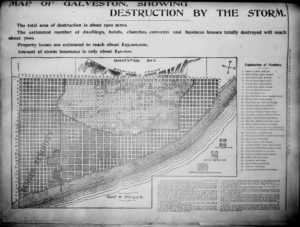 Map showing the destruction from the 1900 Storm. (Houston Daily Post photo)