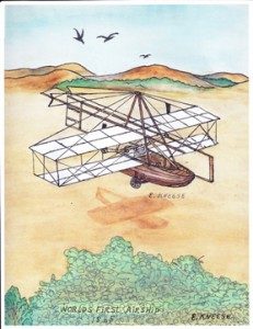 Painting of Jacob Brodbeck's 1865 flight (photo: Cibolo Nature Center)